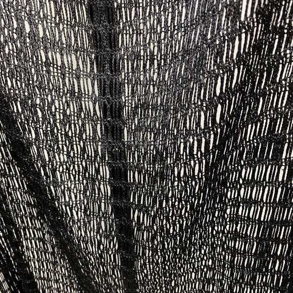 Black w/ Silver Metallic Fringe Crochet Scarf 77" X 37" - Picture 5 of 9